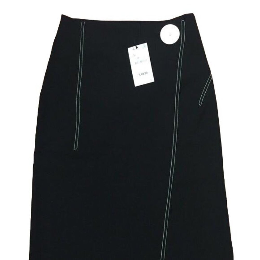 Zara black wrap skirt NWT Wrap around Midi Sz S office wear formal